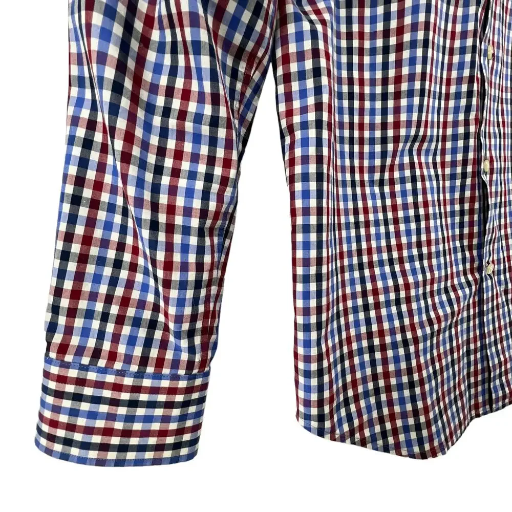 Banana Republic Size Medium Button Up Shirt Grant Fit 120s Supima Cotton Plaid